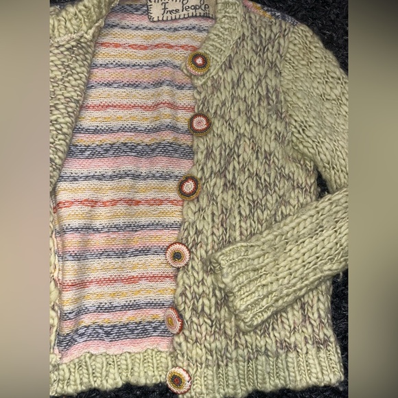 Free people boho Nordic wool knit chunky cardigan - Picture 6 of 11